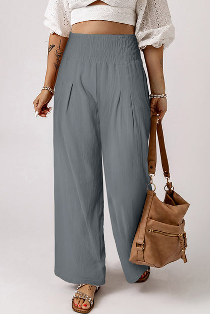 Smocked Waist Wide Leg Pants