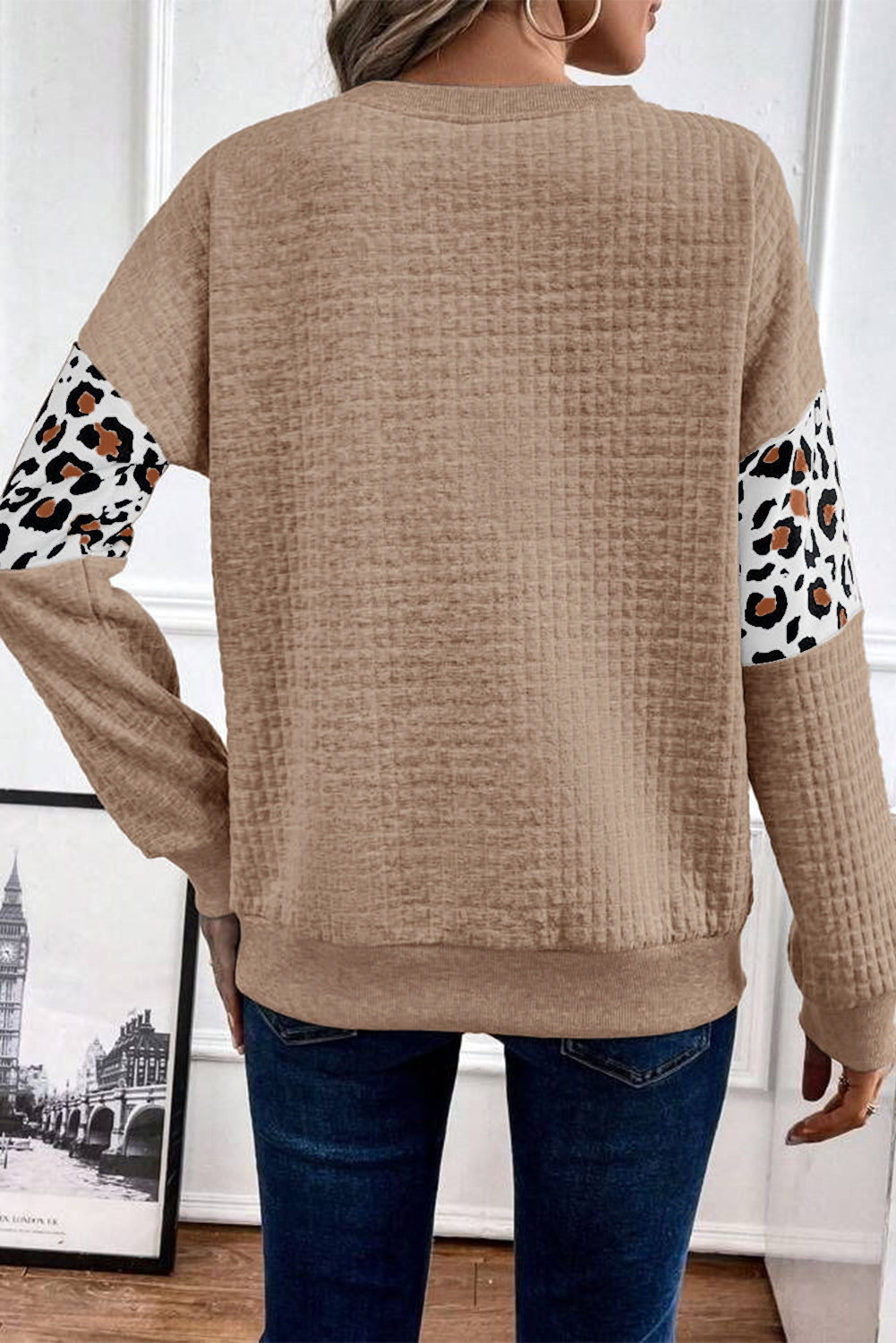 Leopard Quilted Patchwork Crewneck Sweatshirt