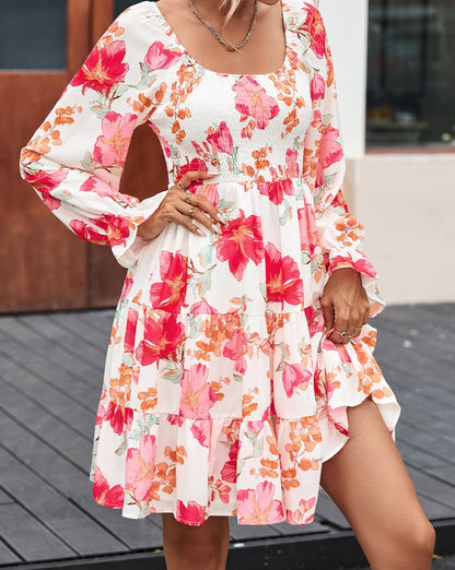 Floral Smocked Long Sleeve Dress