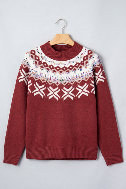 Christmas Geometric Fair Isle Raglan Sweater