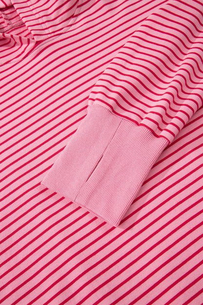 Stripe Thumbhole Drop Shoulder Sleeve Hoodie