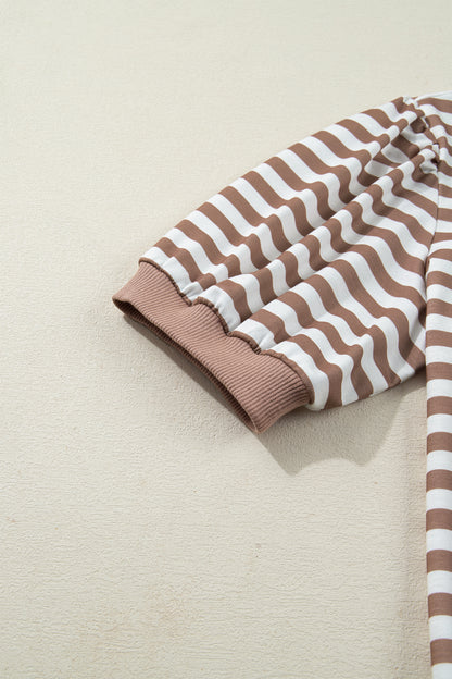 Stripe Short Bubble Sleeve T-Shirt
