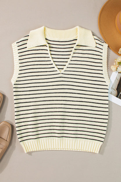 Stripe Collared Sweater Tank Top