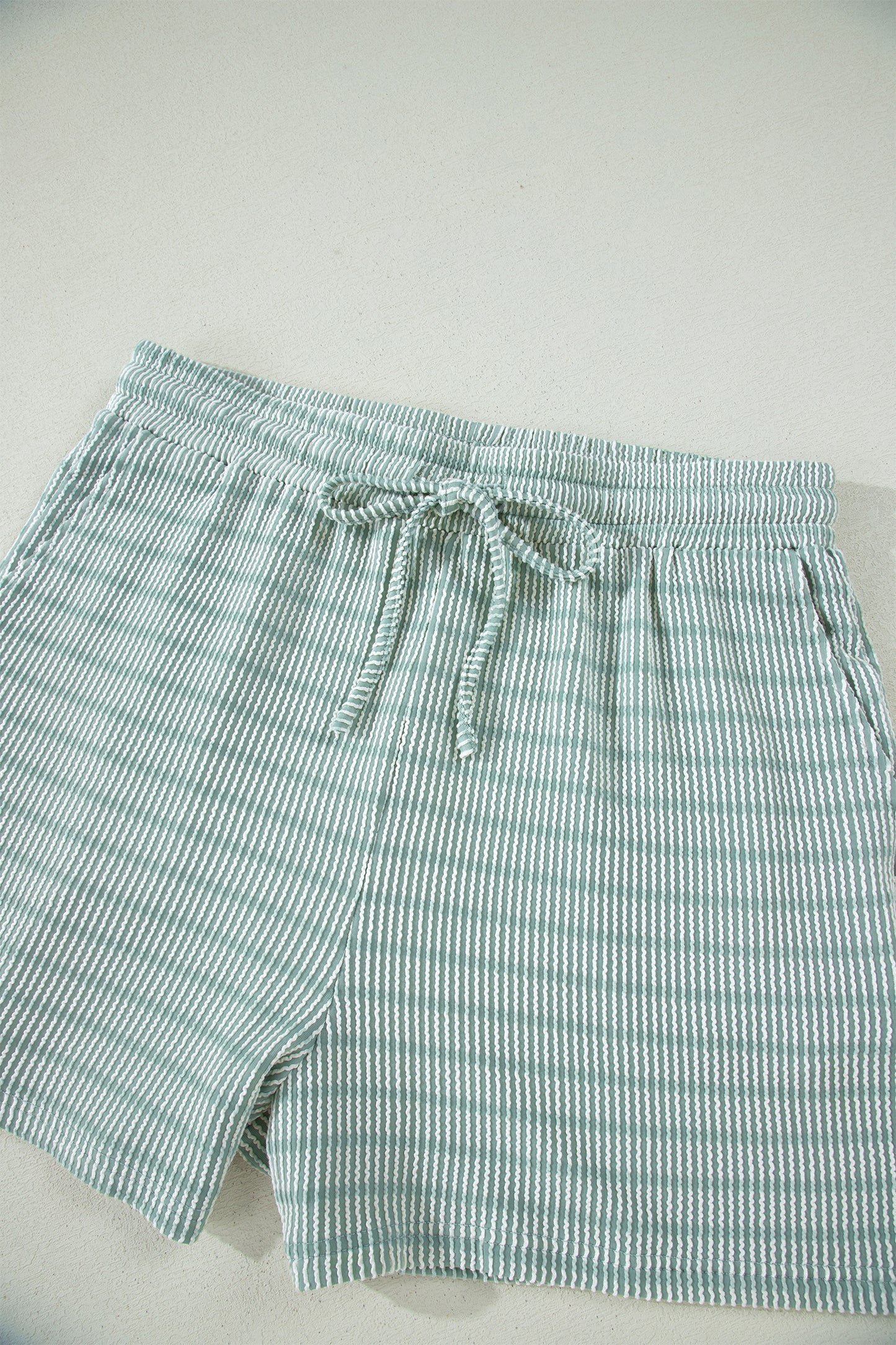 Stripe Corded Knit Tee & Drawstring Short Set