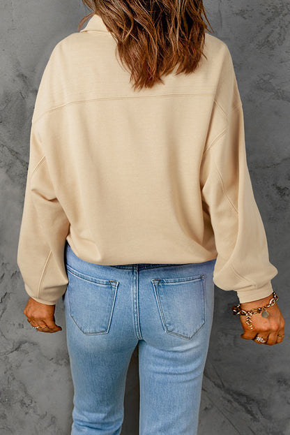 Mineral Wash Half Button Collared Sweatshirt