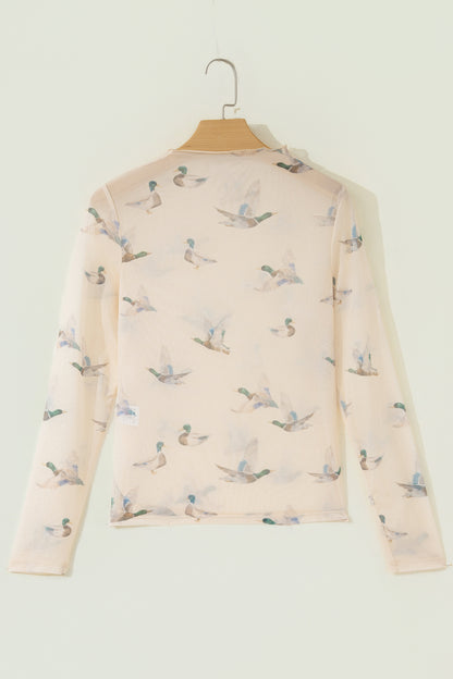 Western Mallard Mesh High Neck Long Sleeve Top
