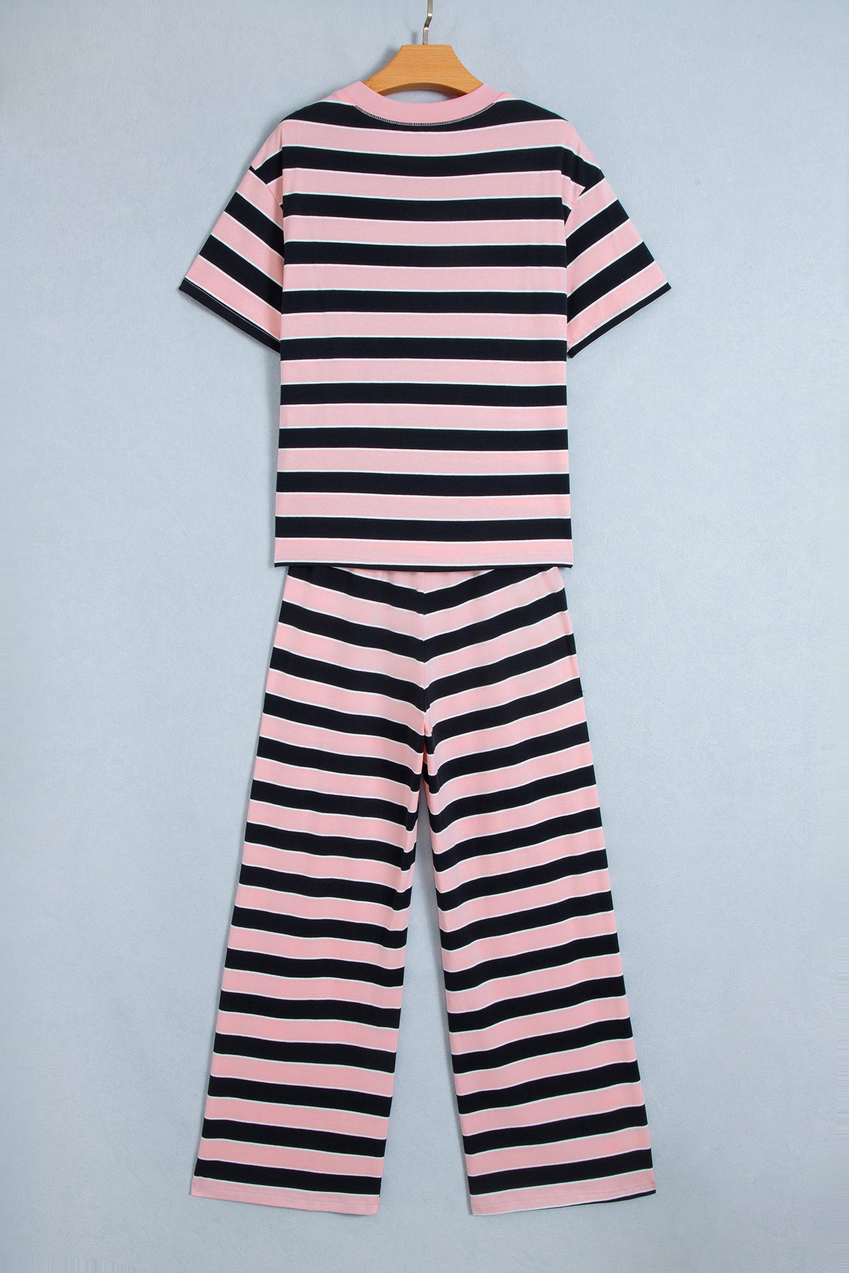 Stripe Short Sleeve Tee & Wide Leg Pants Set