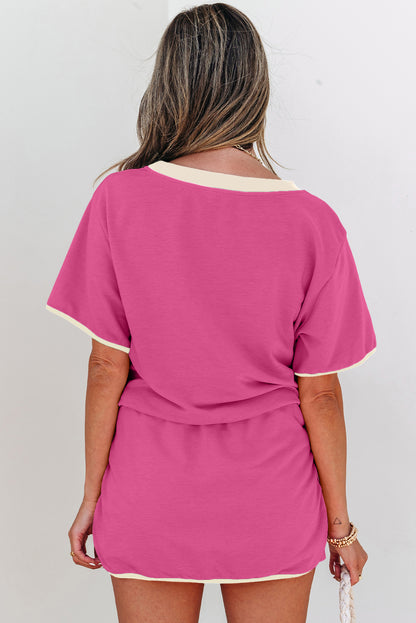Colorblock Short Sleeve T-Shirt and Skort Set