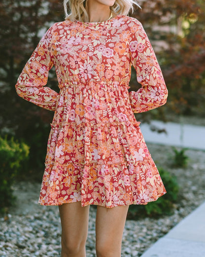 Floral Ruffle Tiered Mini Dress