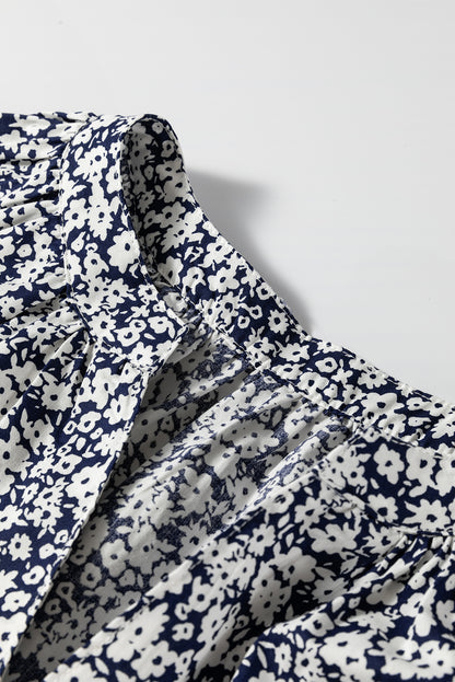 Floral V-Neck Puff Sleeve Blouse