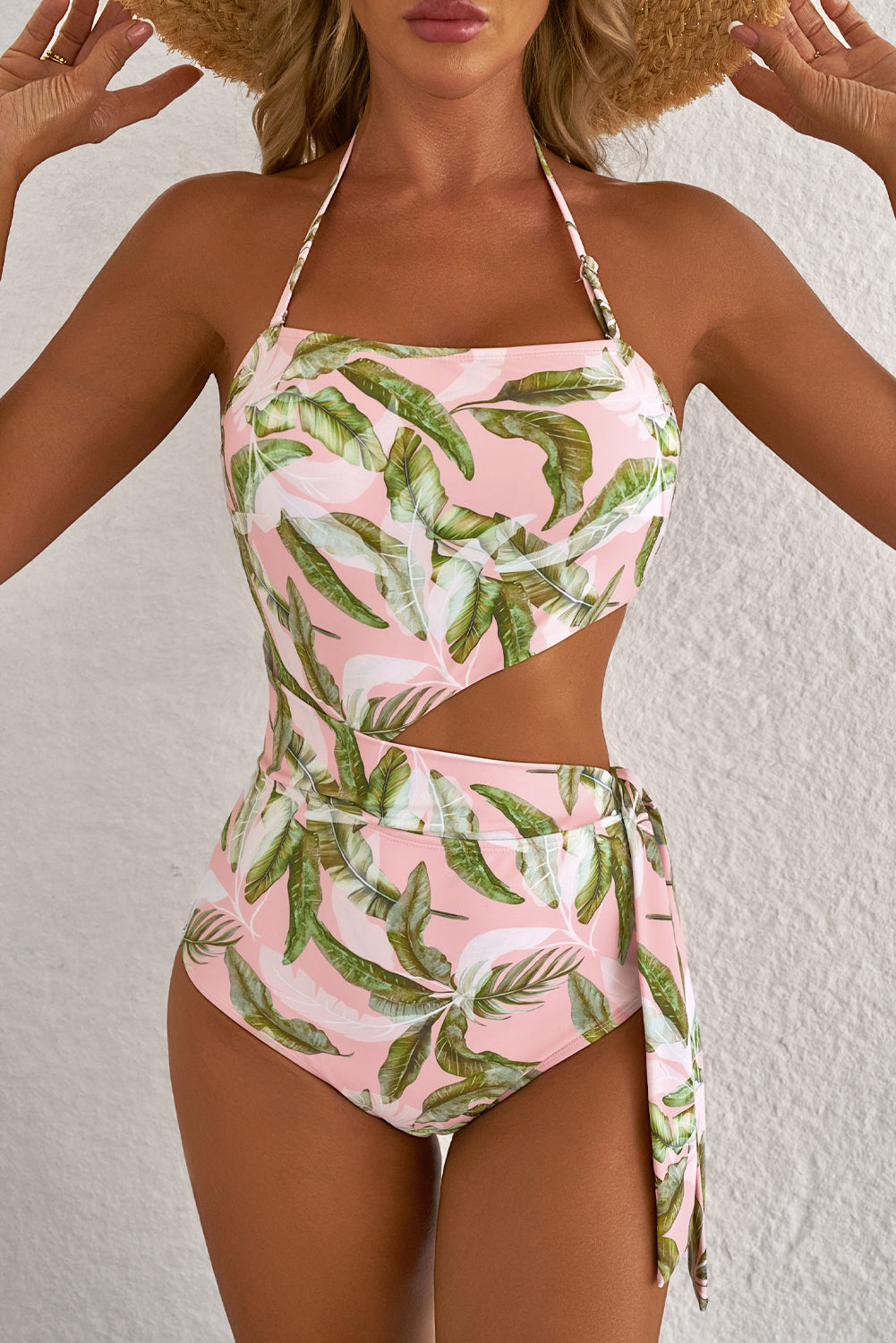 Tropical Halter One Piece Swimwear