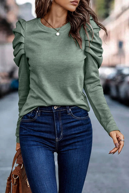 Buttoned Puff Long Sleeve Top