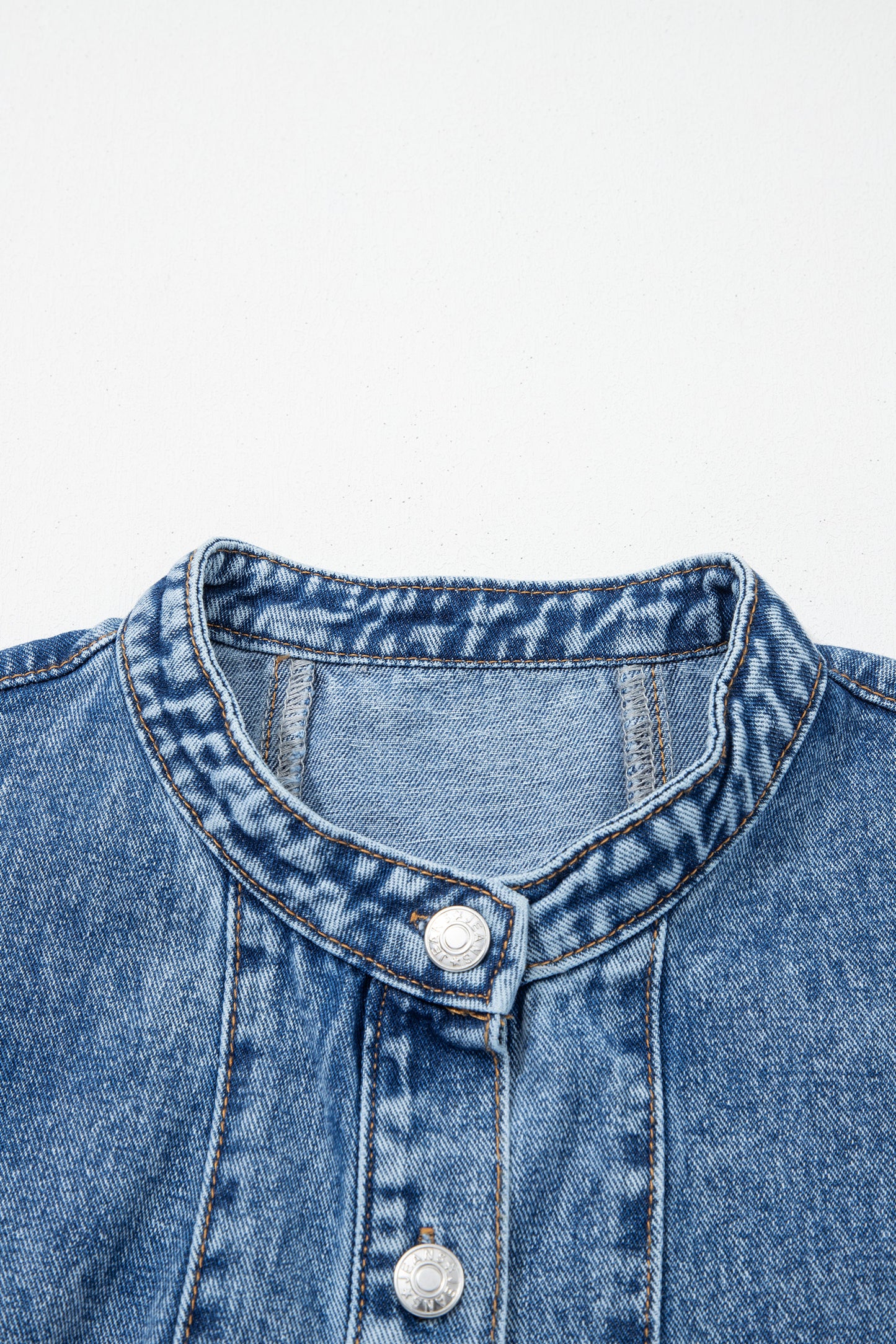 Western Denim Belted Button Down Sleeveless Dress