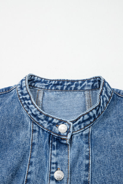 Western Denim Belted Button Down Sleeveless Dress