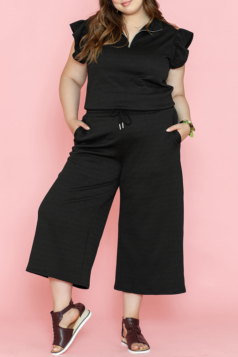 Ruffle Two-Piece Pants Set Plus Size