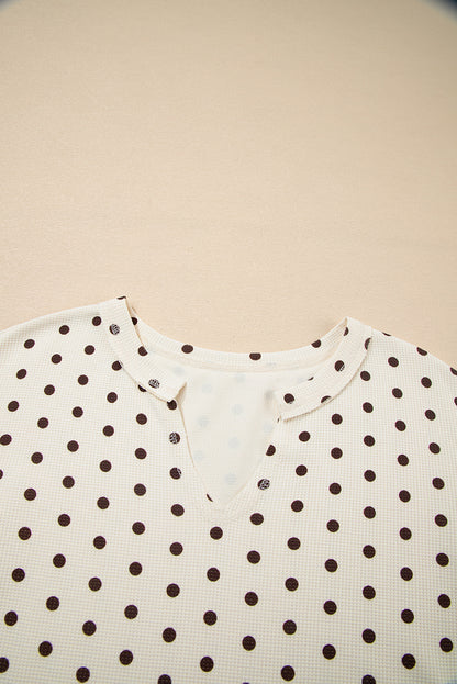 Polka Dot Waffle Knit Top and Pants Lounge Set