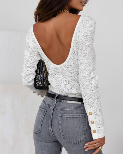 Floral Lace Long Sleeve Bodysuit