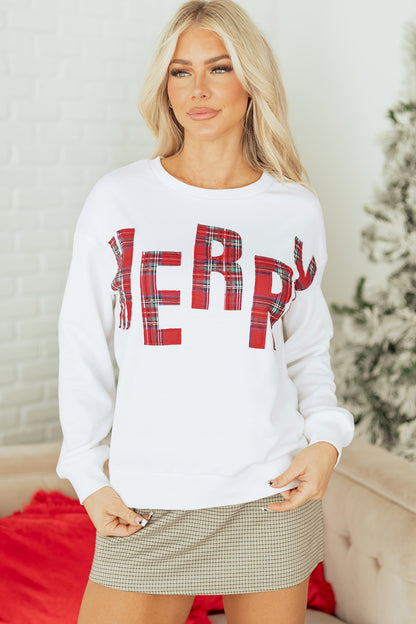 Christmas Plaid MERRY Crewneck Sweatshirt