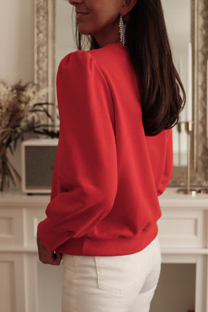 Button Shoulder Long Sleeve Top