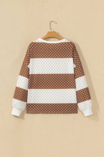 Polka Dot Colorblock Long Sleeve Top