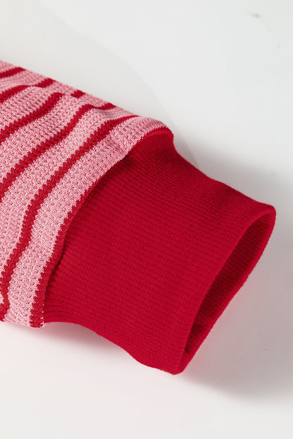 Stripe Textured Knit Long Sleeve T-Shirt