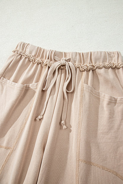 Solid Mineral Wash High Waist Wide Leg Pants