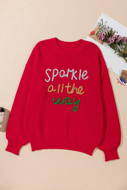 Plus Size Sparkle Tinsel Crewneck Sweater