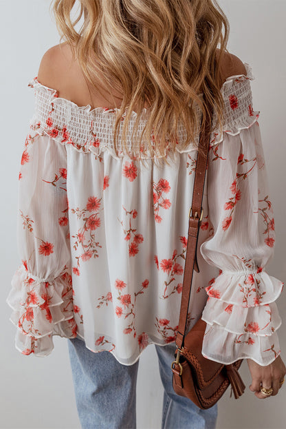 Floral Ruffle Off Shoulder Blouse