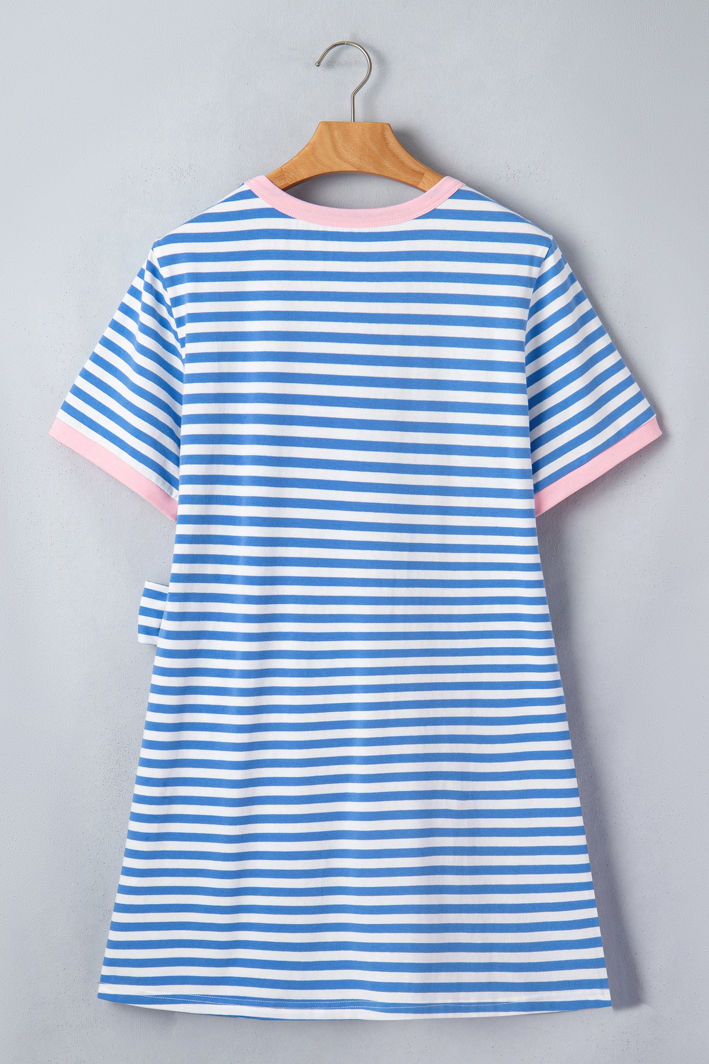 Stripe Contrast Trim Tie Waist Mini Dress