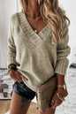 Drop Shoulder V-Neck Sweater