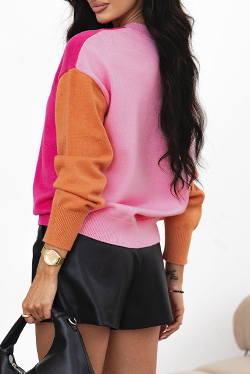 Colorblock Round Neck Sweater