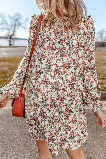 Floral Long Sleeve Mini Dress