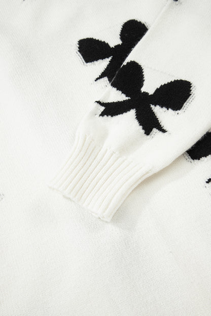 Bow Tie Lace-Up Sweater Cardigan