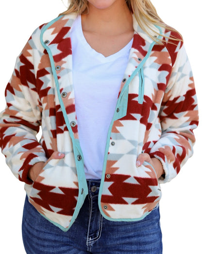 Aztec Fleece Snap Button Jacket