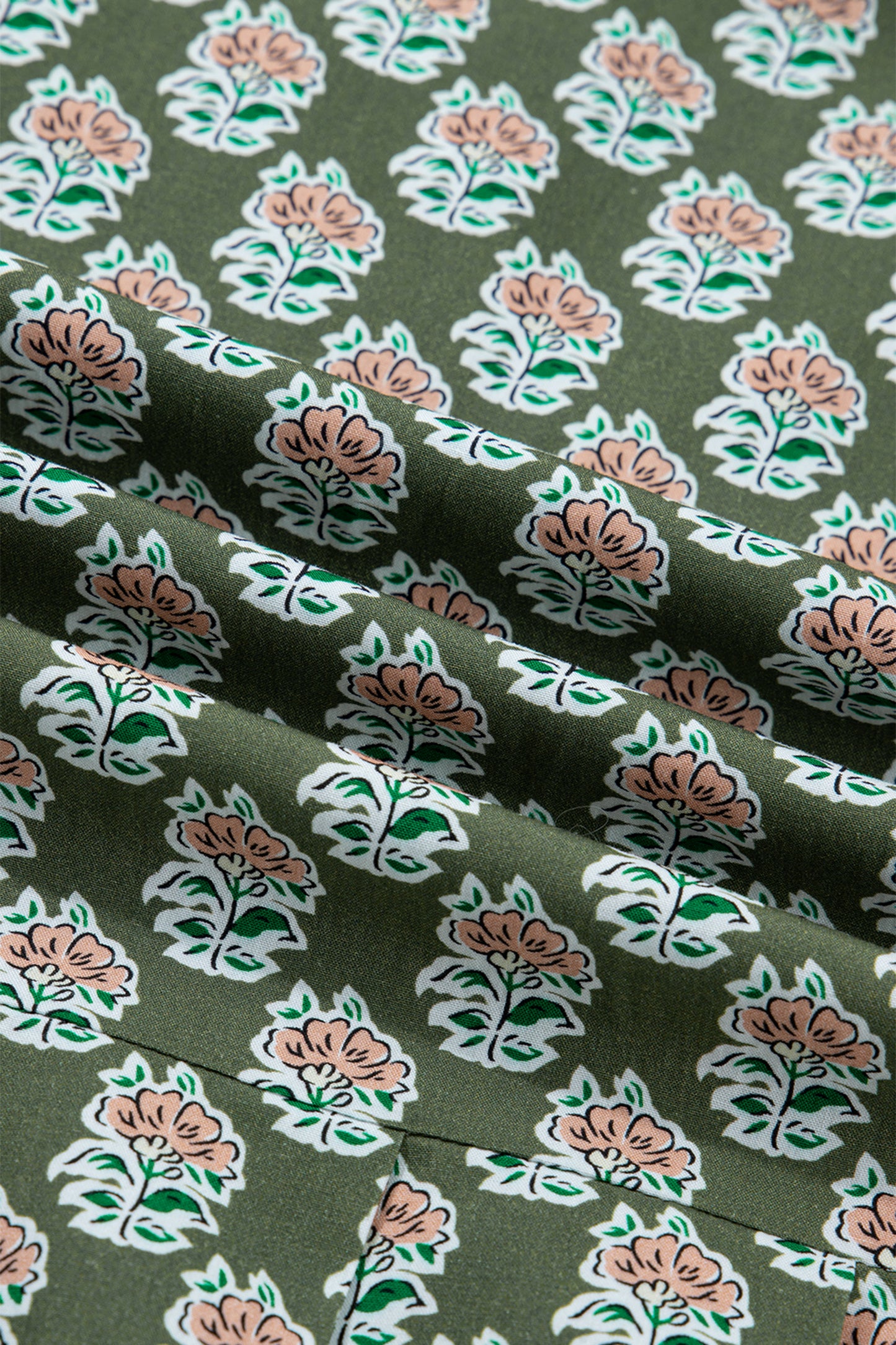 Plus Size Floral Stripe Contrast 3/4 Sleeve Dress