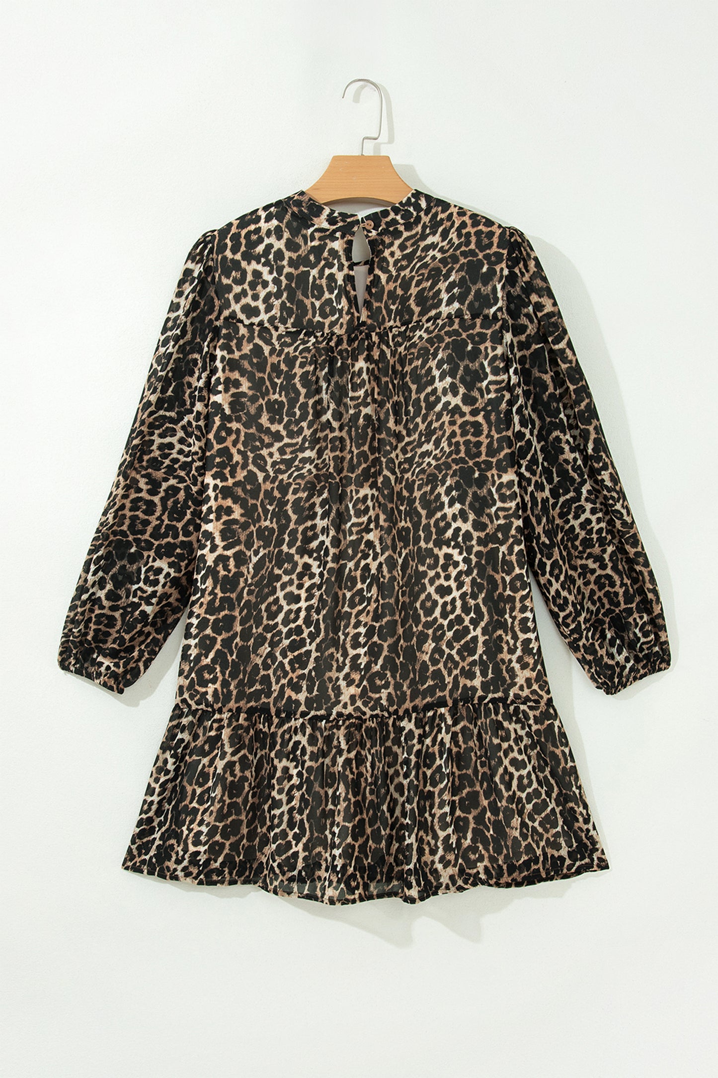 Leopard Long Sleeve Shift Mini Dress