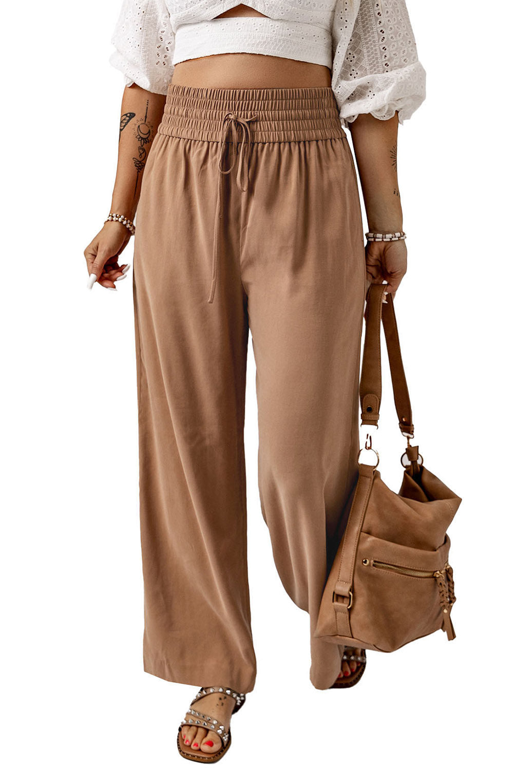 Drawstring Elastic Waist Pants