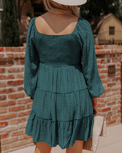 Smocked Puff Sleeve Tiered Dress