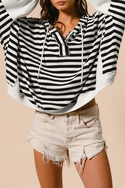 Stripe Dolman Sleeve Oversized Top