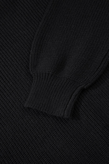 Ribbon Knot Backless Drop Shoulder Ribbed Sweater