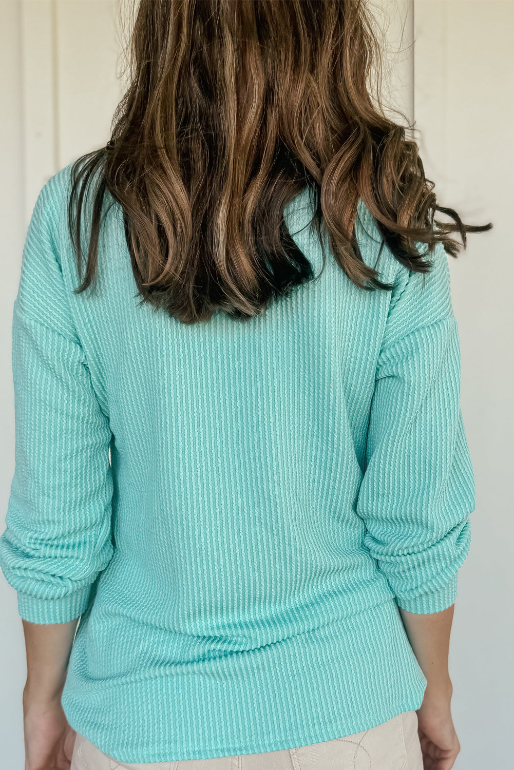 Corded Knit Long Sleeve Top