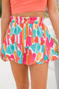 Abstract Ruffle Hem Shorts