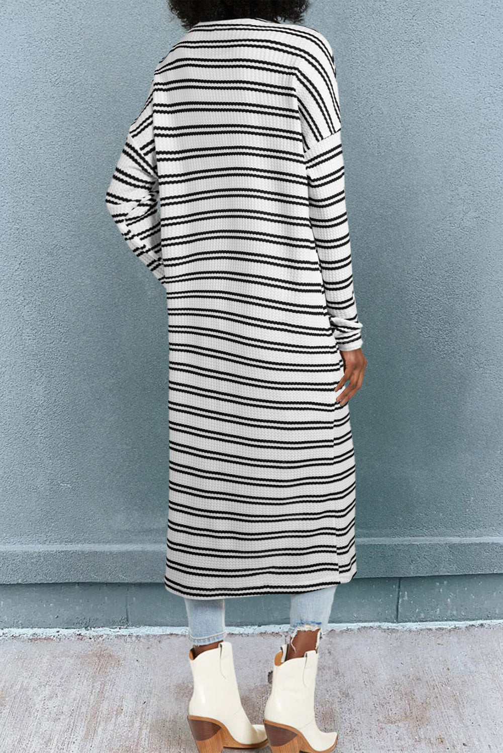 Stripe Open Front Duster Cardigan