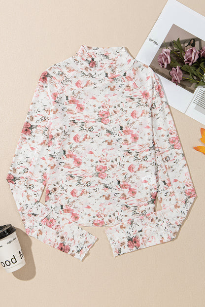 Floral Long Sleeve Mesh Blouse