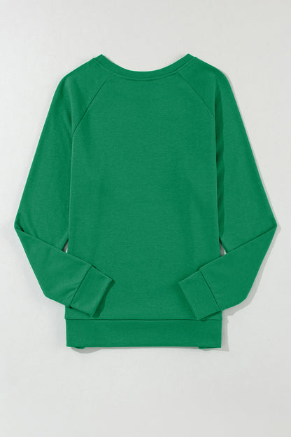 Solid Round Neck Raglan Sleeve Sweatshirt