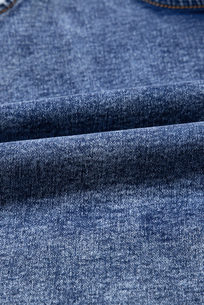 Denim Sleeveless Scoop Neck Patch Pocket Romper