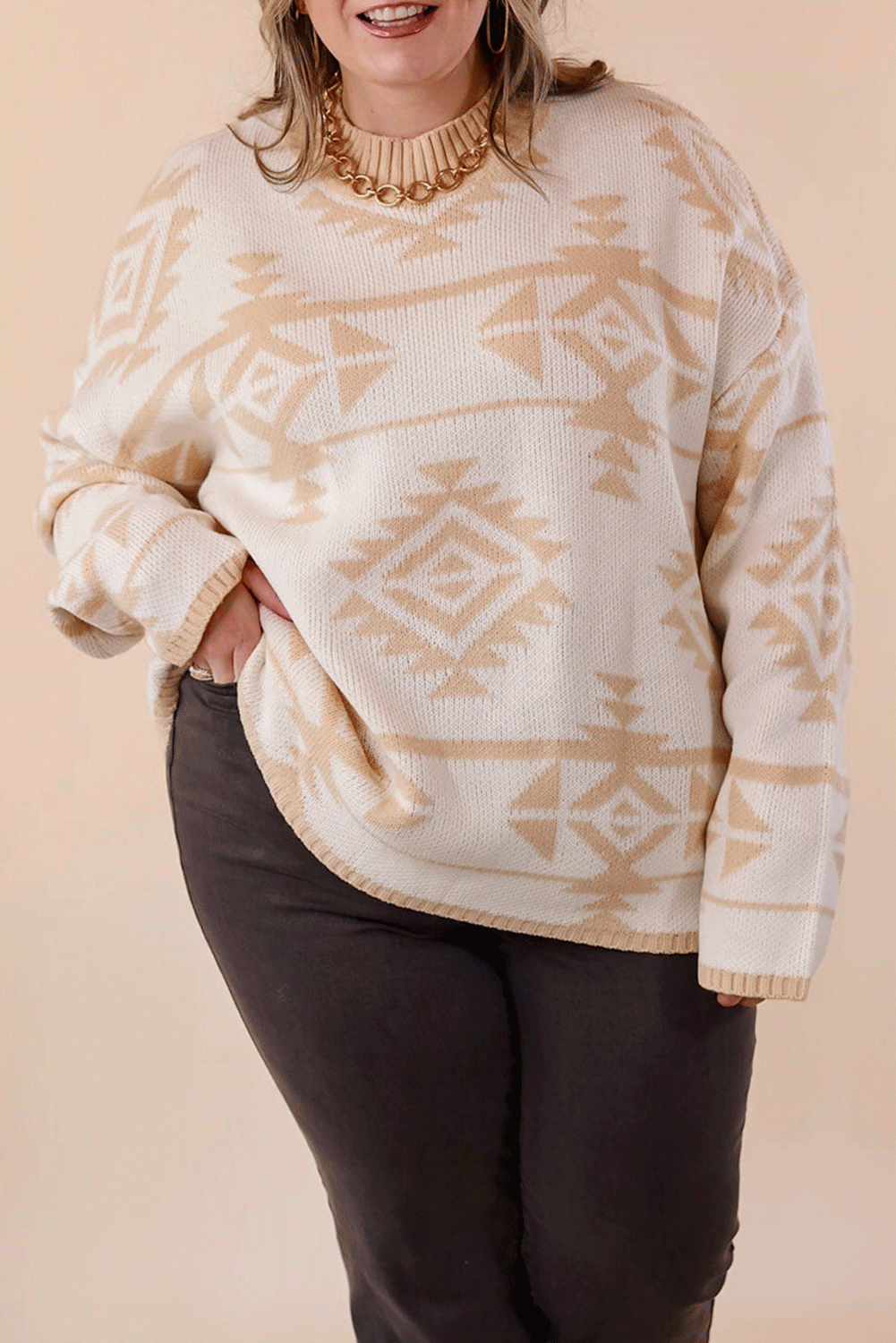 Western Aztec Sweater Plus Size