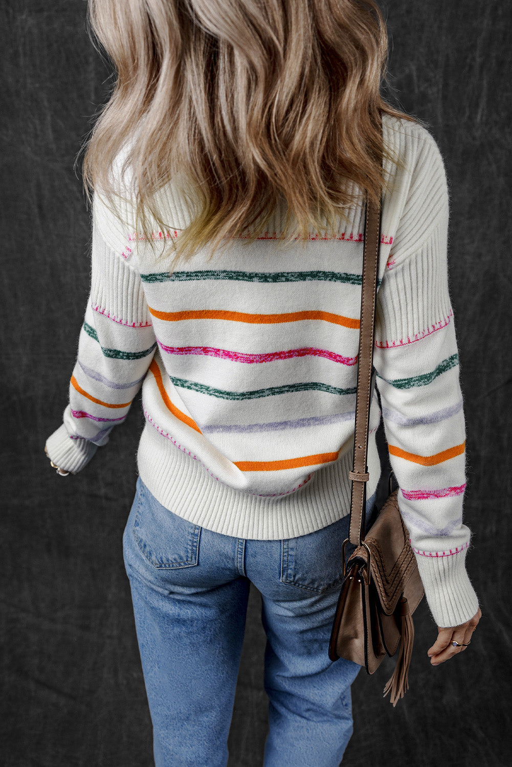 Stripe Ribbed Trim Sweater