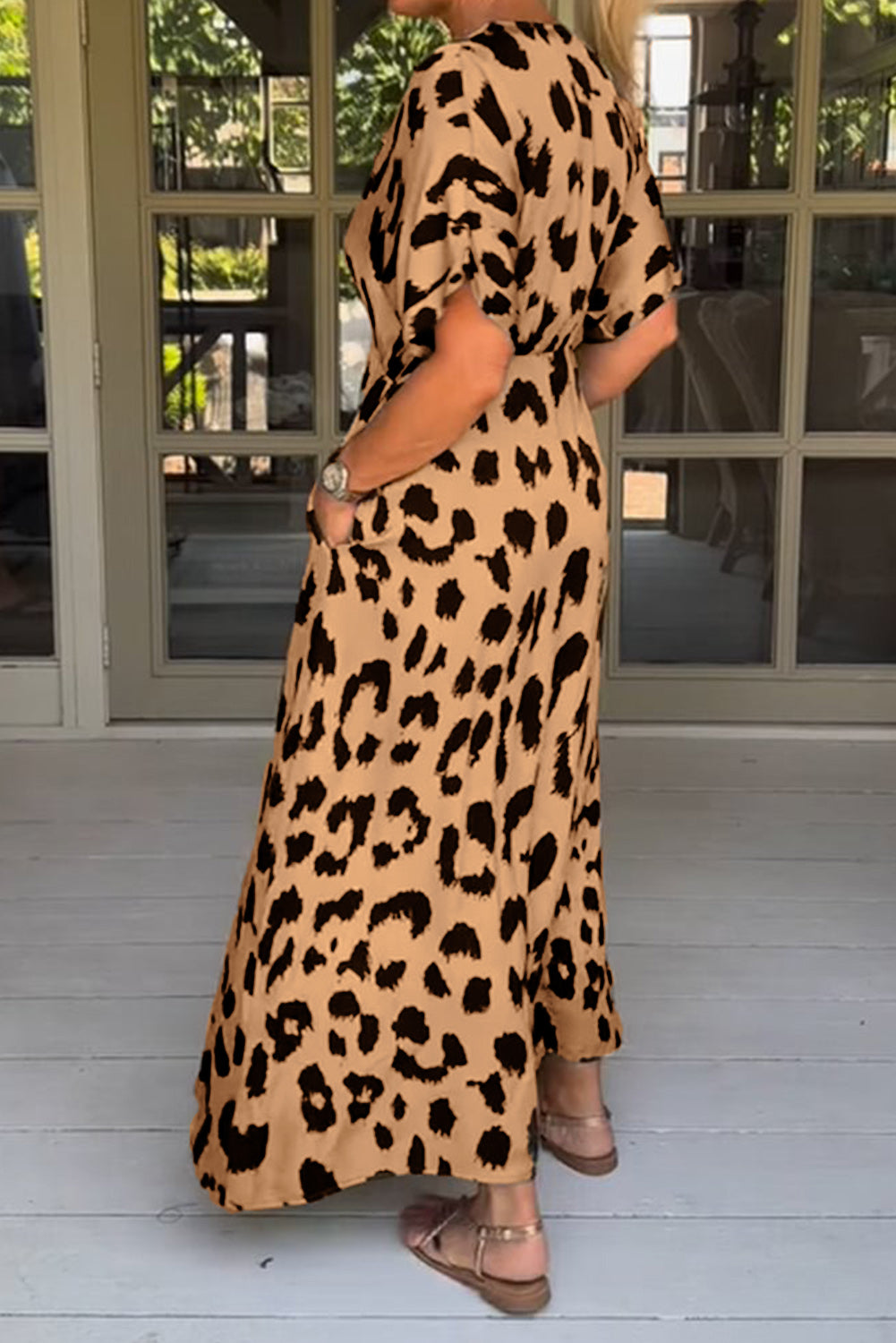 Leopard V-Neck High Waist Dress Plus Size