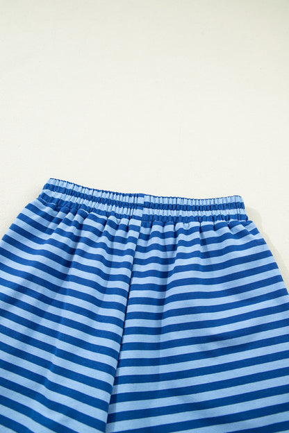 Stripe Long Sleeve Pullover & Shorts Set